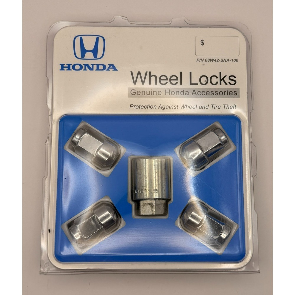 Genuine Honda OEM Wheel Lock Set 08W42-SNA-100 Chrome Lug Nuts Key
